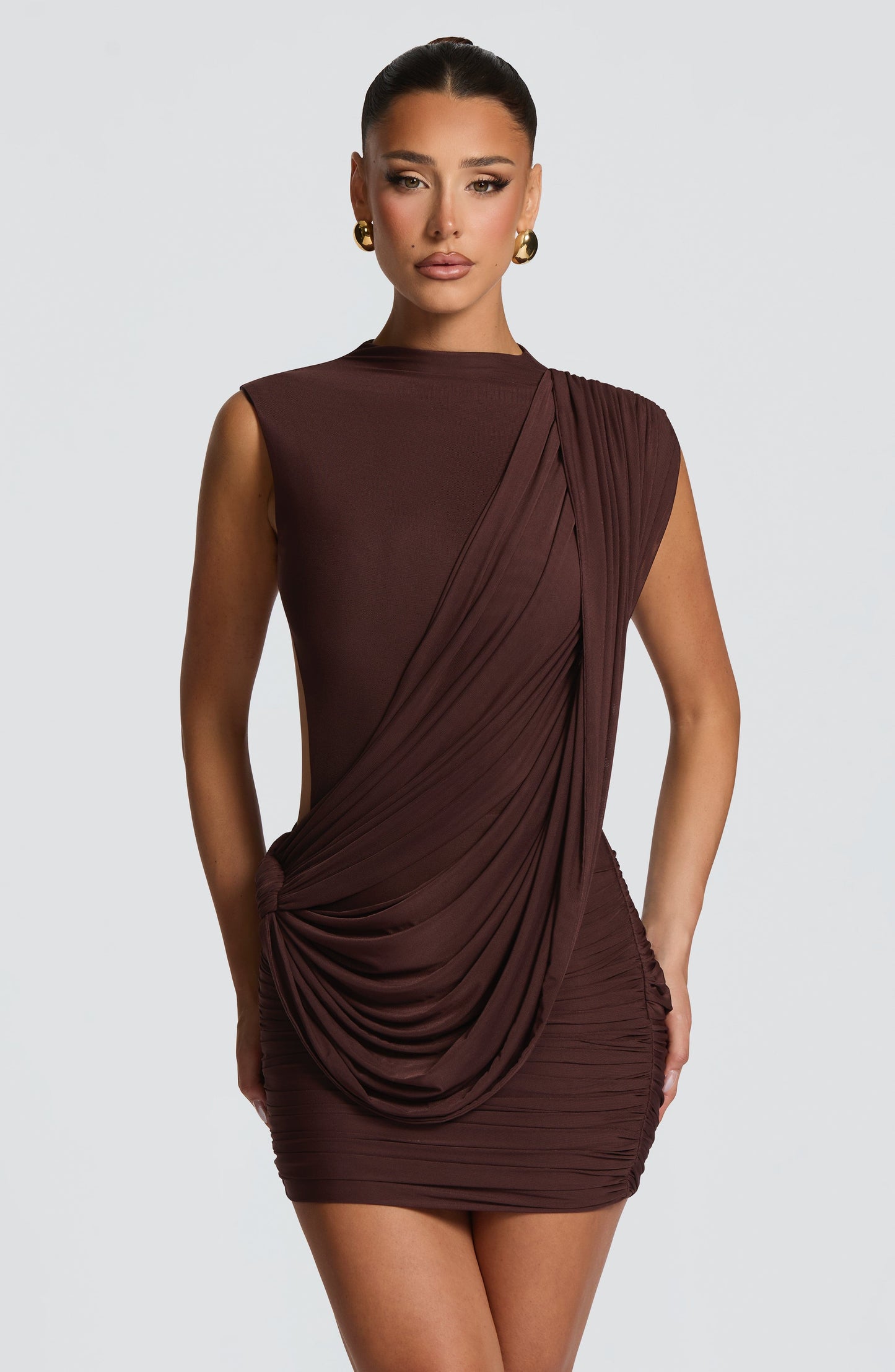 Mireya Mini Dress Plum Brown