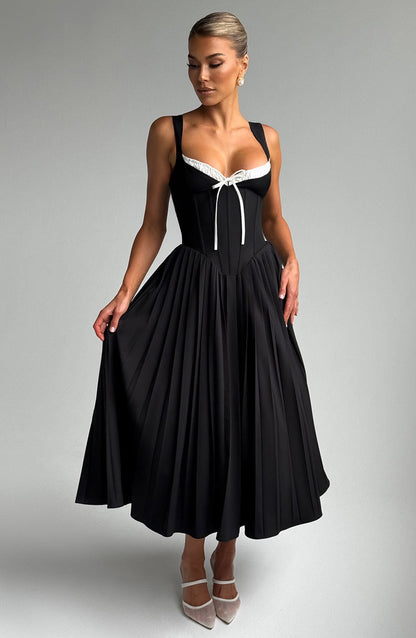 Natassia Midi Dress Black/White