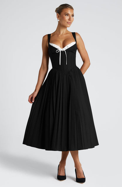 Natassia Midi Dress Black/White