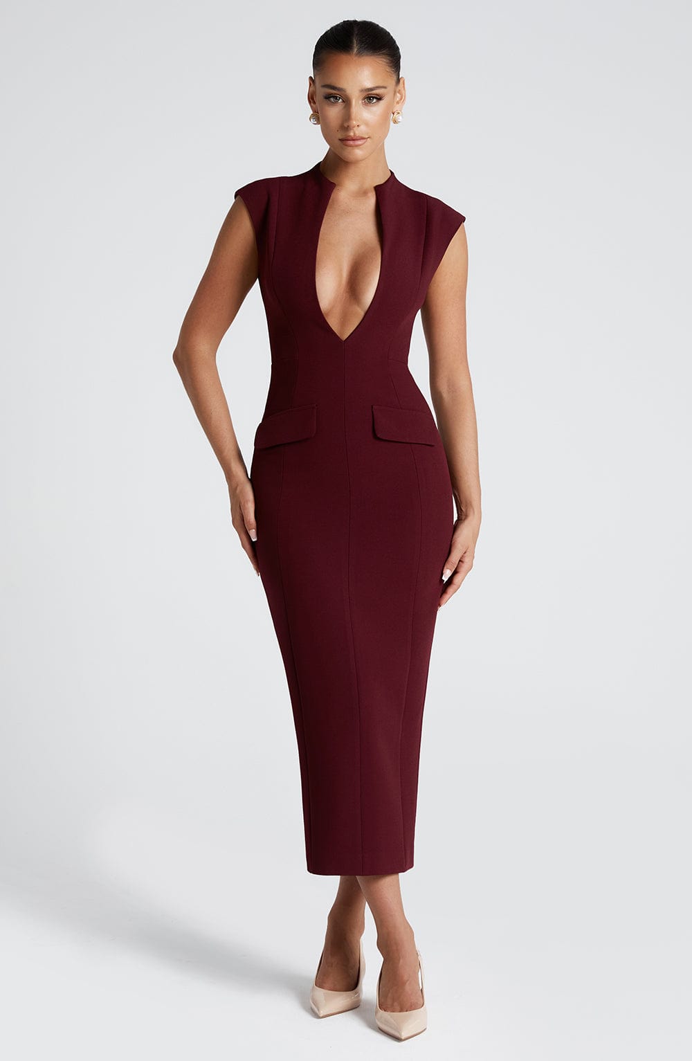 Nellie Midi Dress Cherry Lacquer