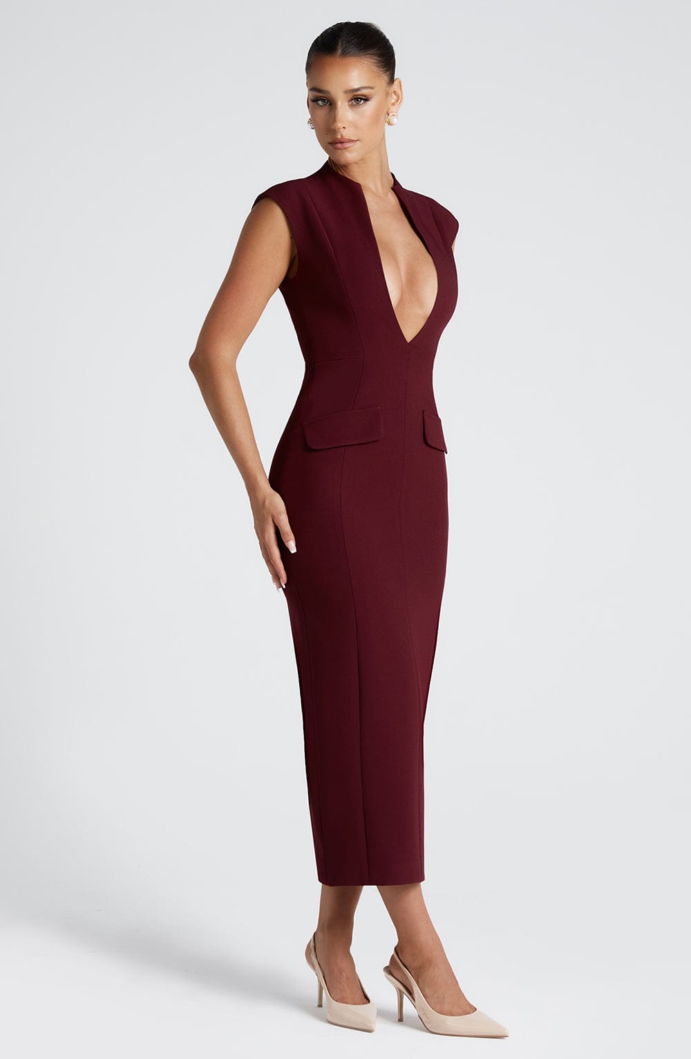 Nellie Midi Dress Cherry Lacquer