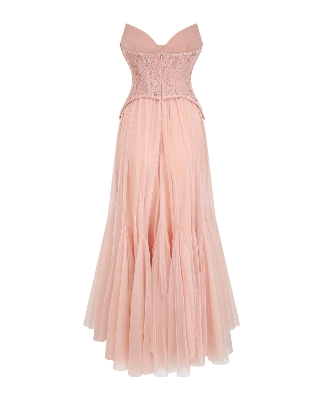 Oakley Lace Corset Tulle Maxi Dress Blush