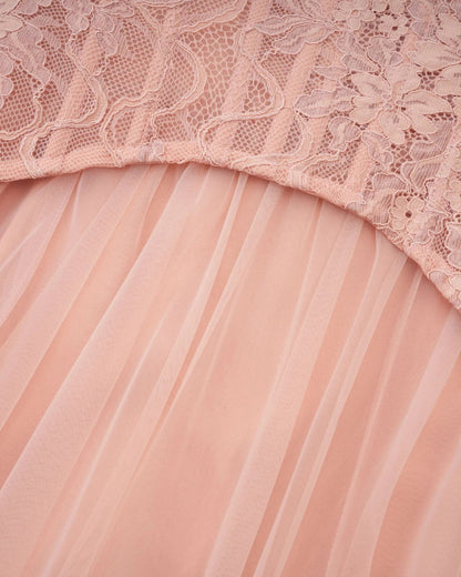 Oakley Lace Corset Tulle Maxi Dress Blush