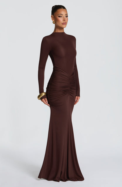 Oriane Maxi Dress Plum Brown