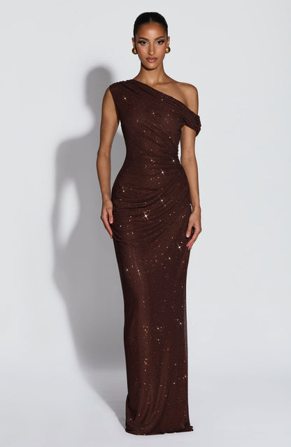 Ottilie Maxi Dress Plum Brown