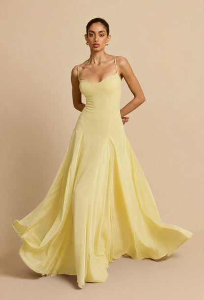 Paloma Butter Yellow Maxi Dress for Beach Wedding Guests