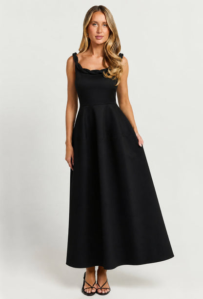 Paloma Twist Strap Midi Dress Black