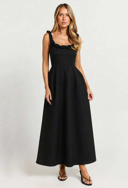 Paloma Twist Strap Midi Dress Black