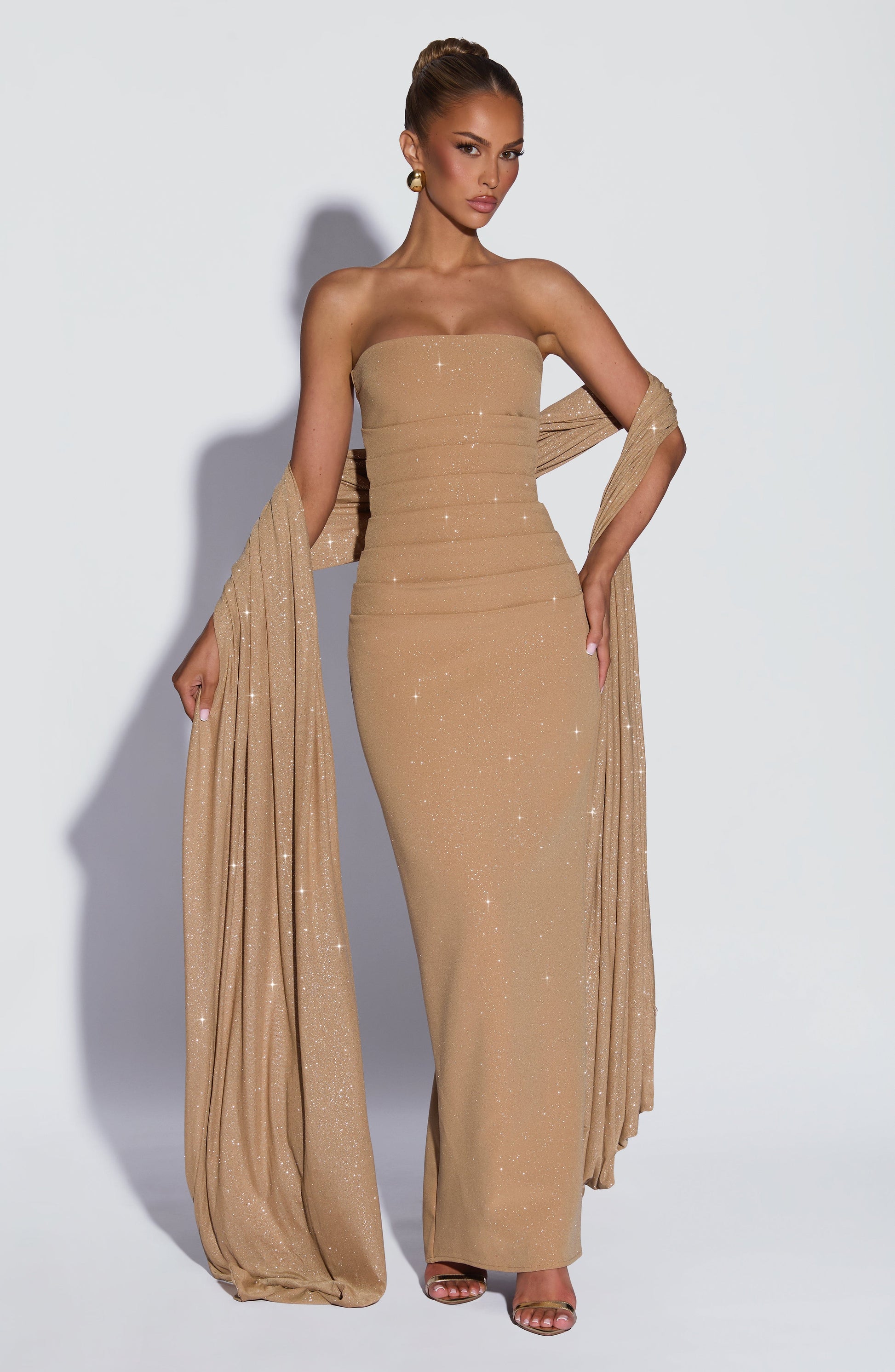Pandra Maxi Dress Gold Sparkle