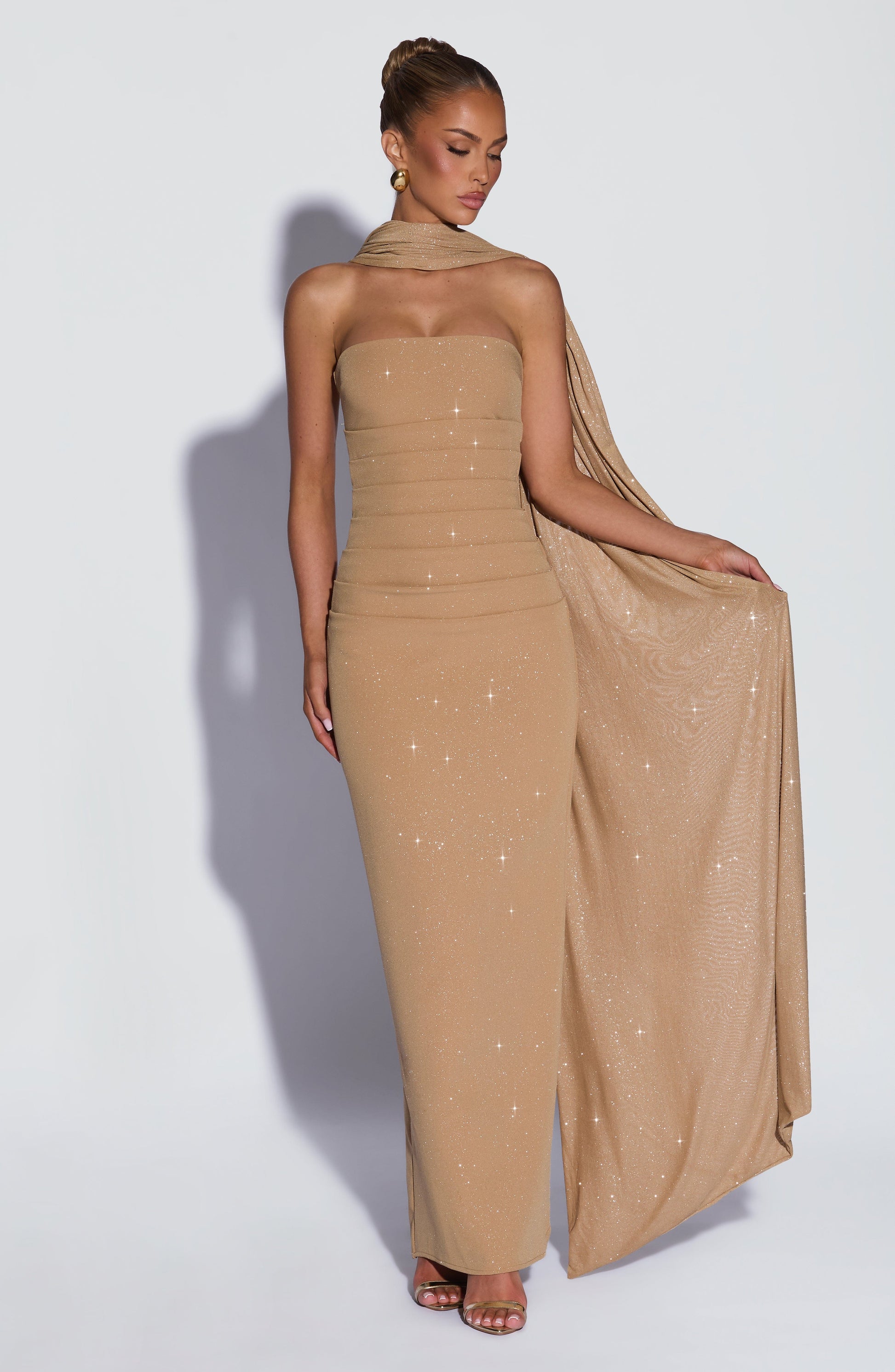 Pandra Maxi Dress Gold Sparkle