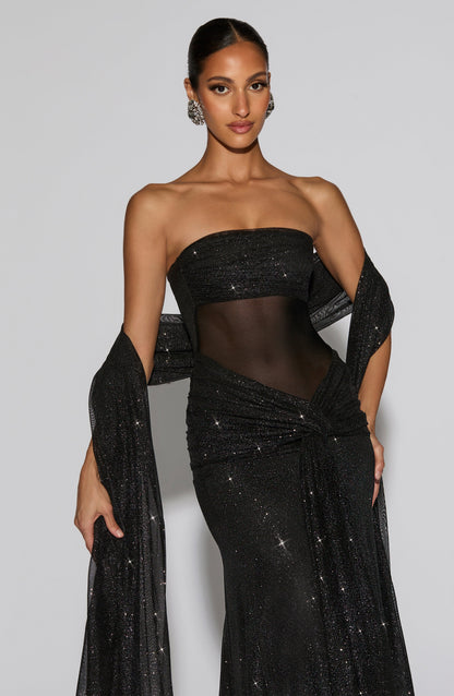 Paula Maxi Dress Black Sparkle
