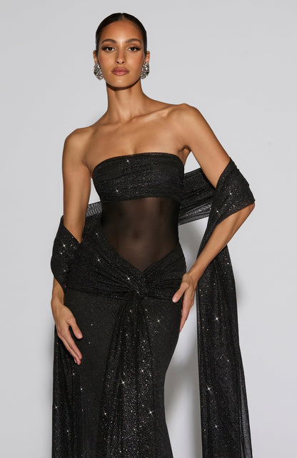 Paula Maxi Dress Black Sparkle