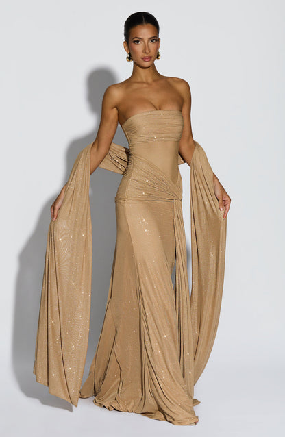 Paula Maxi Dress Gold Sparkle