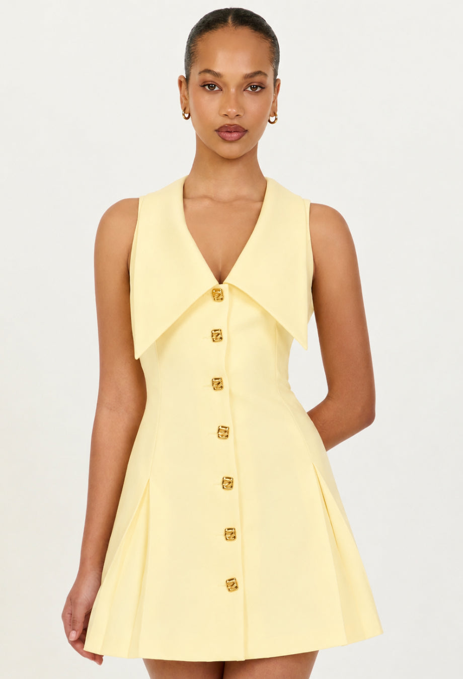 Light Yellow Cinched A- Mini Dress