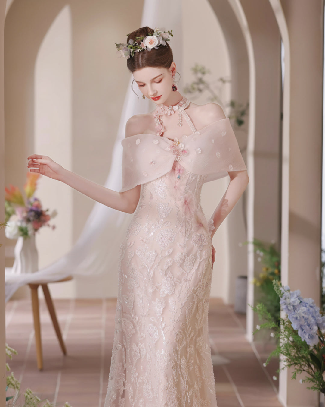Persephone Maxi Dress Blush Pink