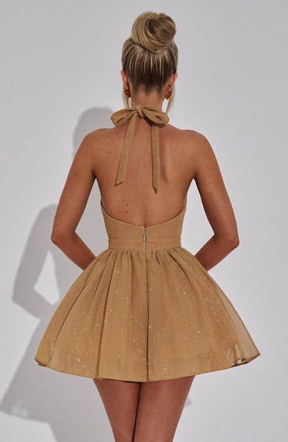 Pippa Mini Dress Gold Sparkle