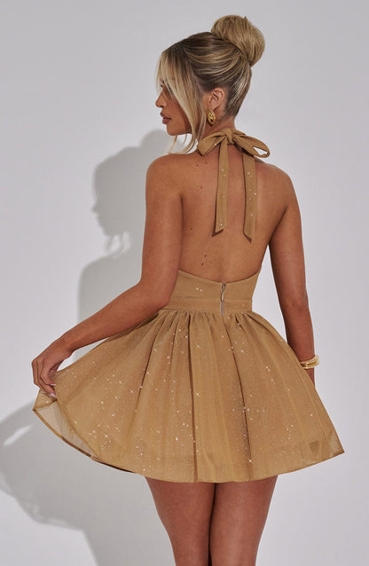 Pippa Mini Dress Gold Sparkle