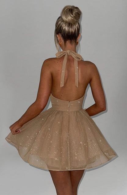 Pippa Mini Dress Gold Sparkle