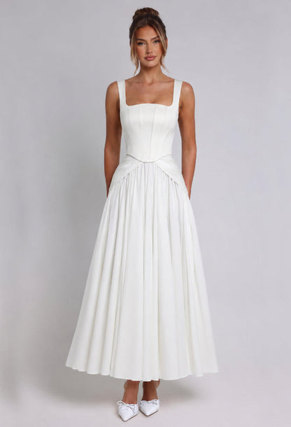 Polina White Corset Maxi Dress