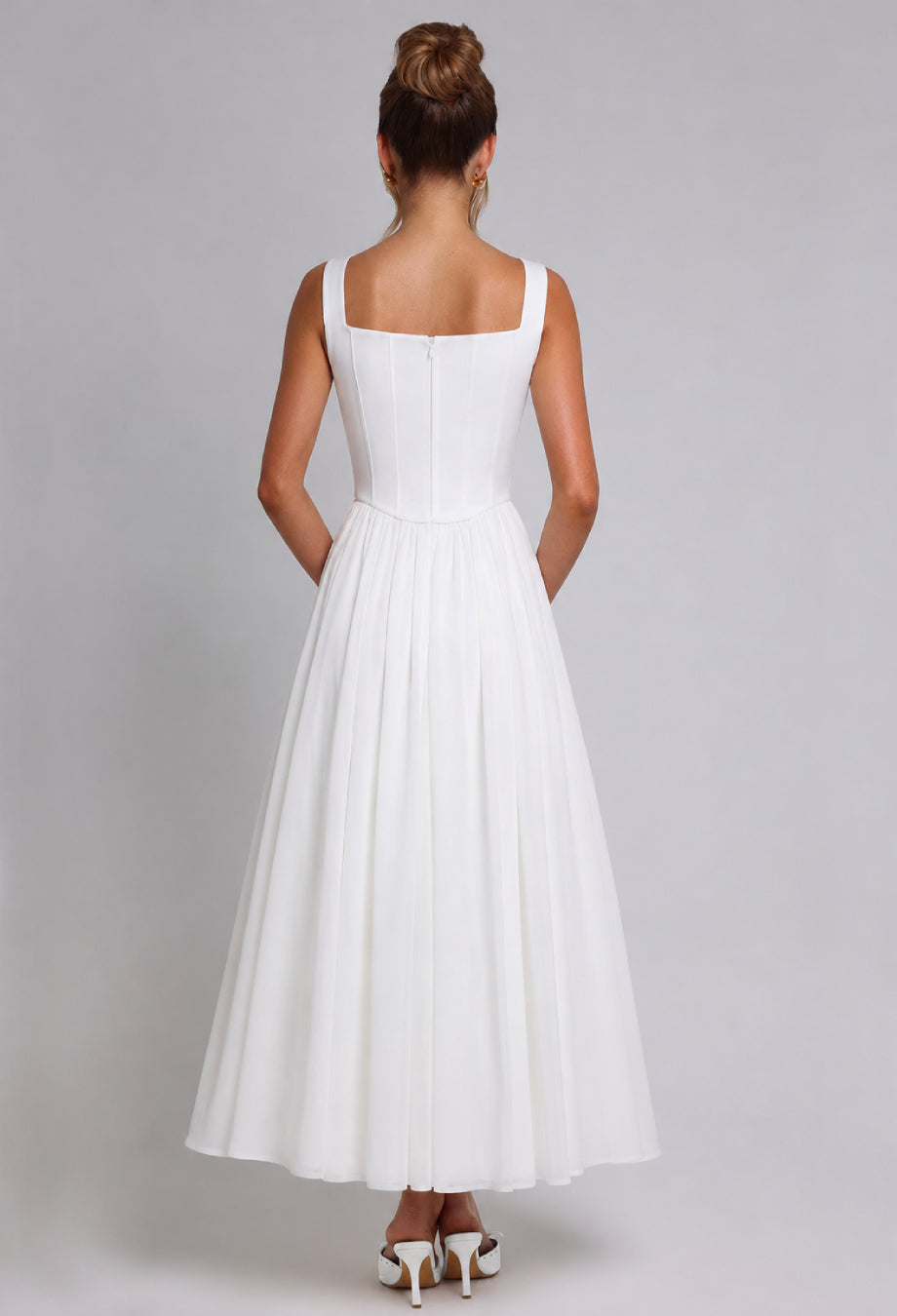 Polina White Corset Maxi Dress
