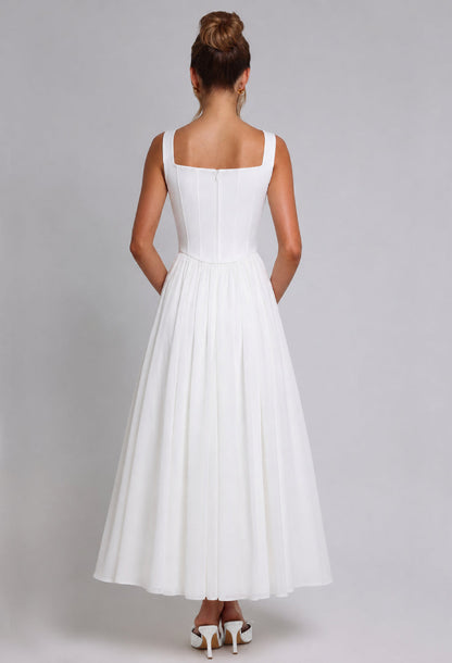 Polina White Corset Maxi Dress
