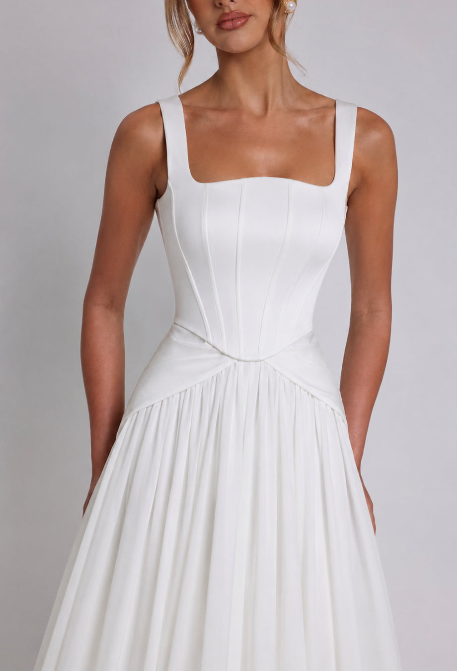 Polina White Corset Maxi Dress
