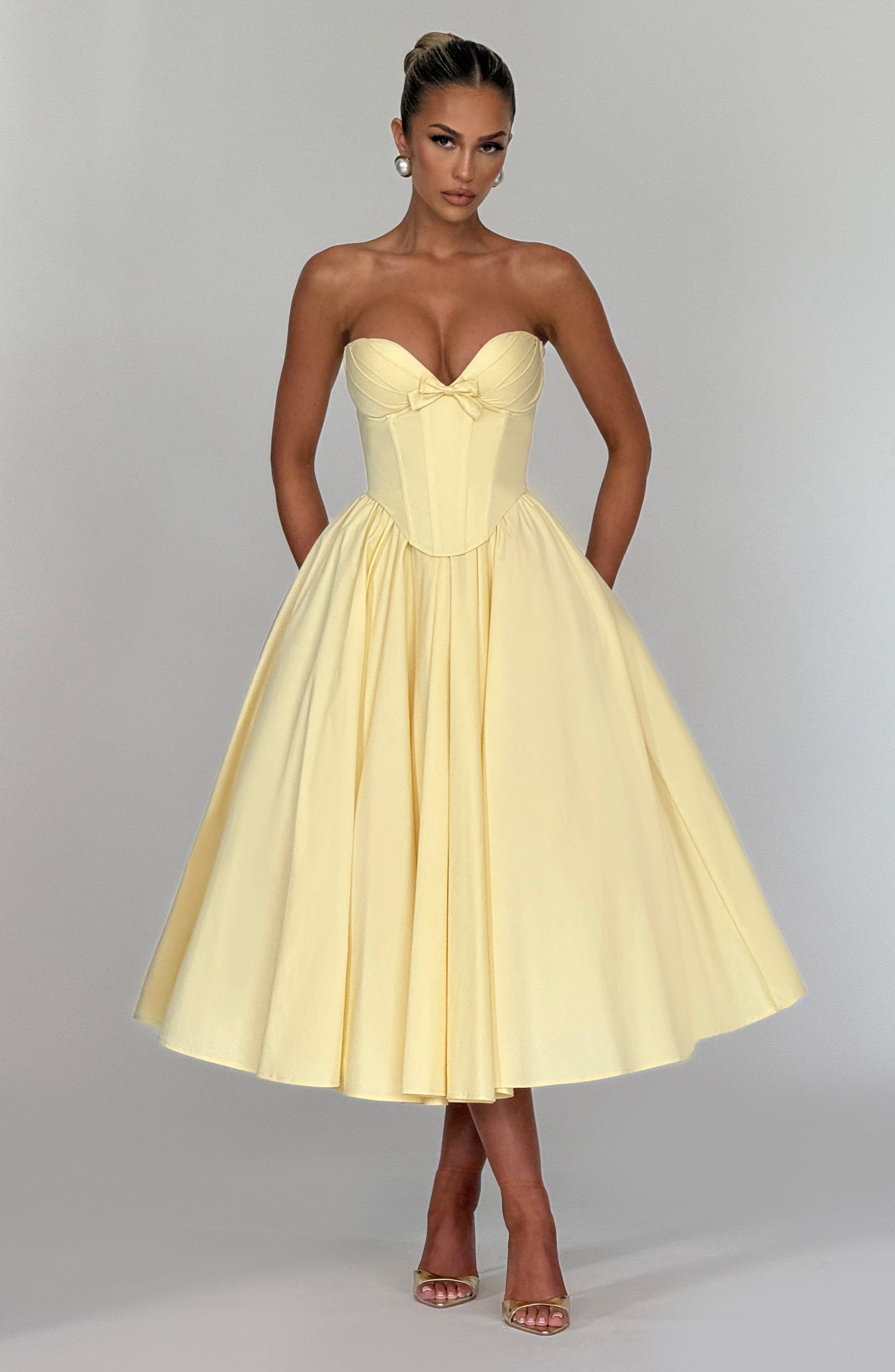 Prim Midi Dress Lemon