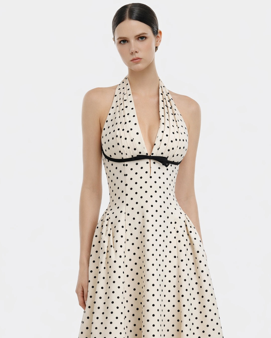 Quinn Polka Dot Print Midi Dress Black and White