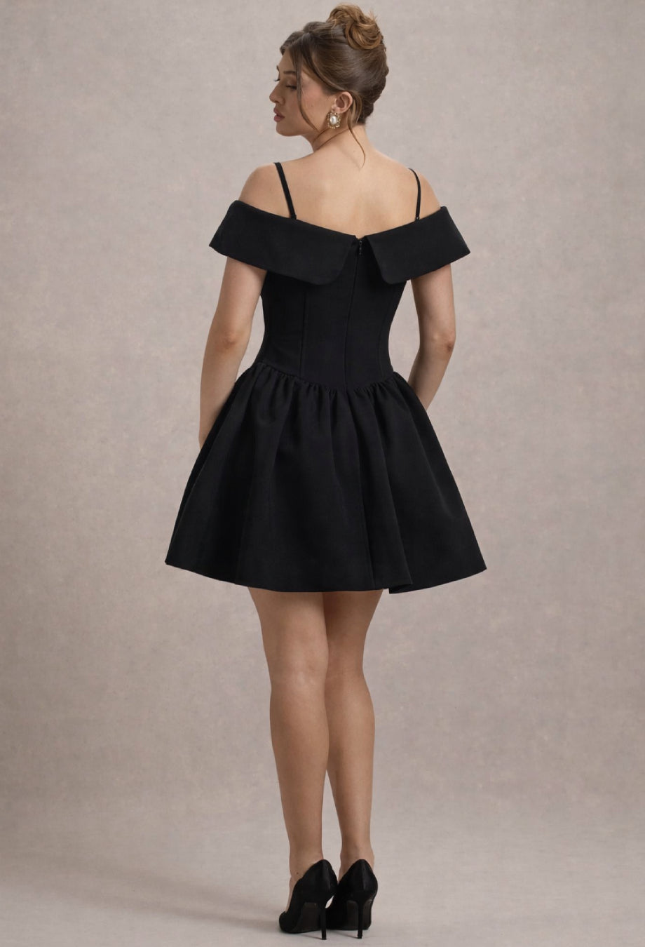 Raquel Babydoll Corset Mini Dress Black
