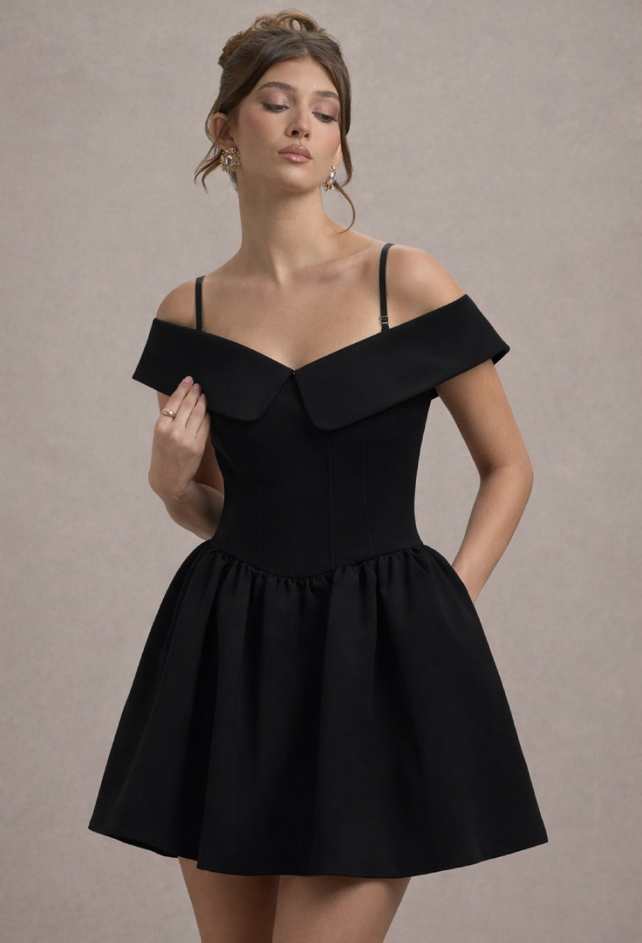 Raquel Babydoll Corset Mini Dress Black