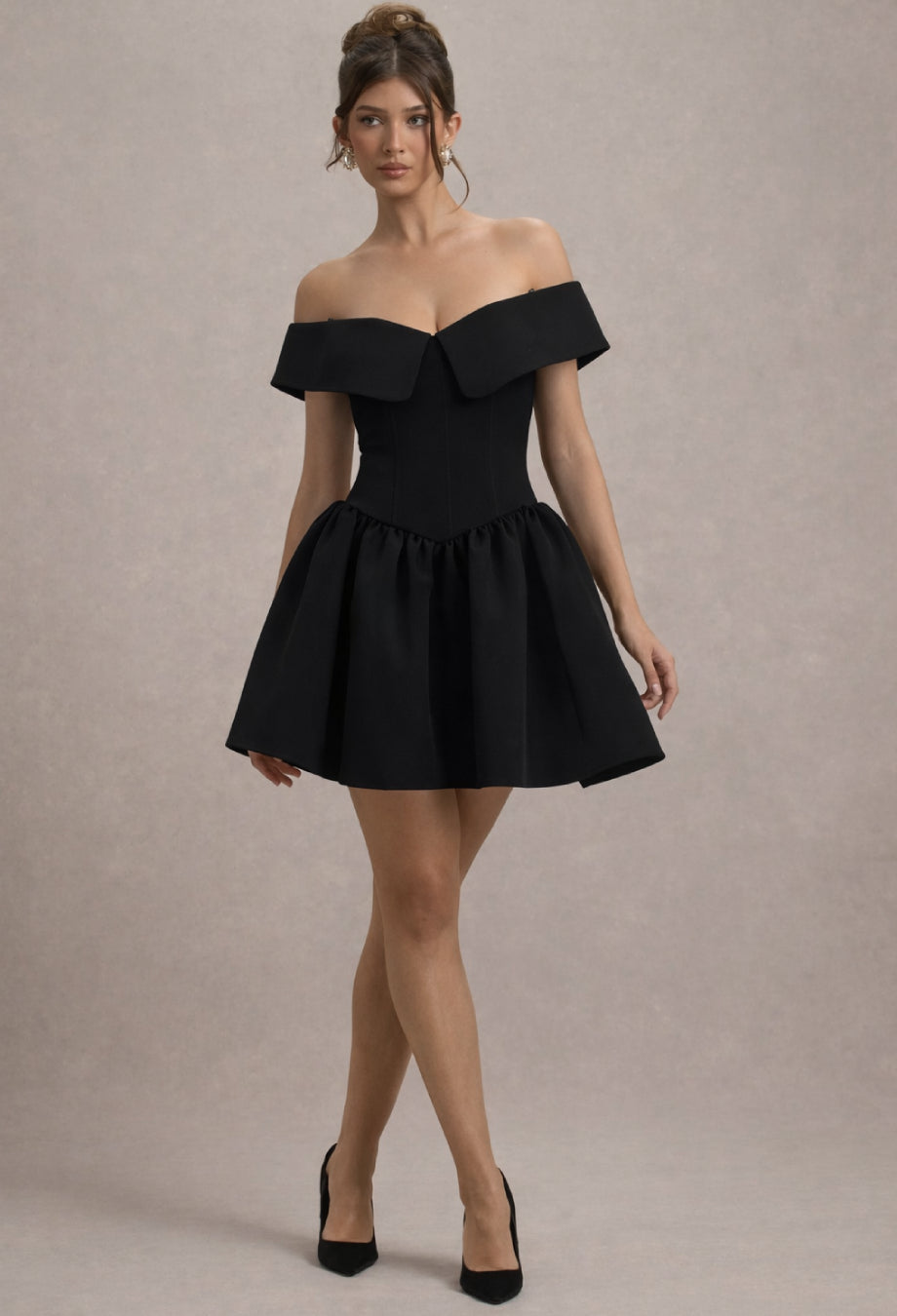 Raquel Babydoll Corset Mini Dress Black