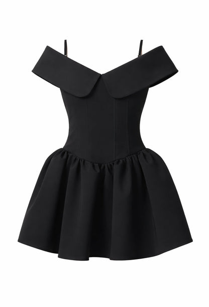 Raquel Babydoll Corset Mini Dress Black