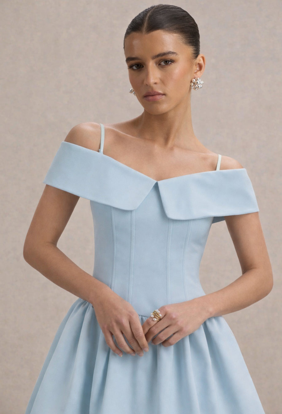 Raquel Babydoll Corset Mini Dress Blue