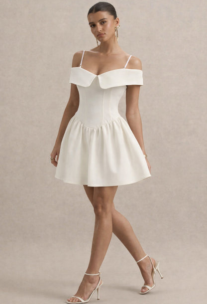 Raquel Babydoll Corset Mini Dress Ivory