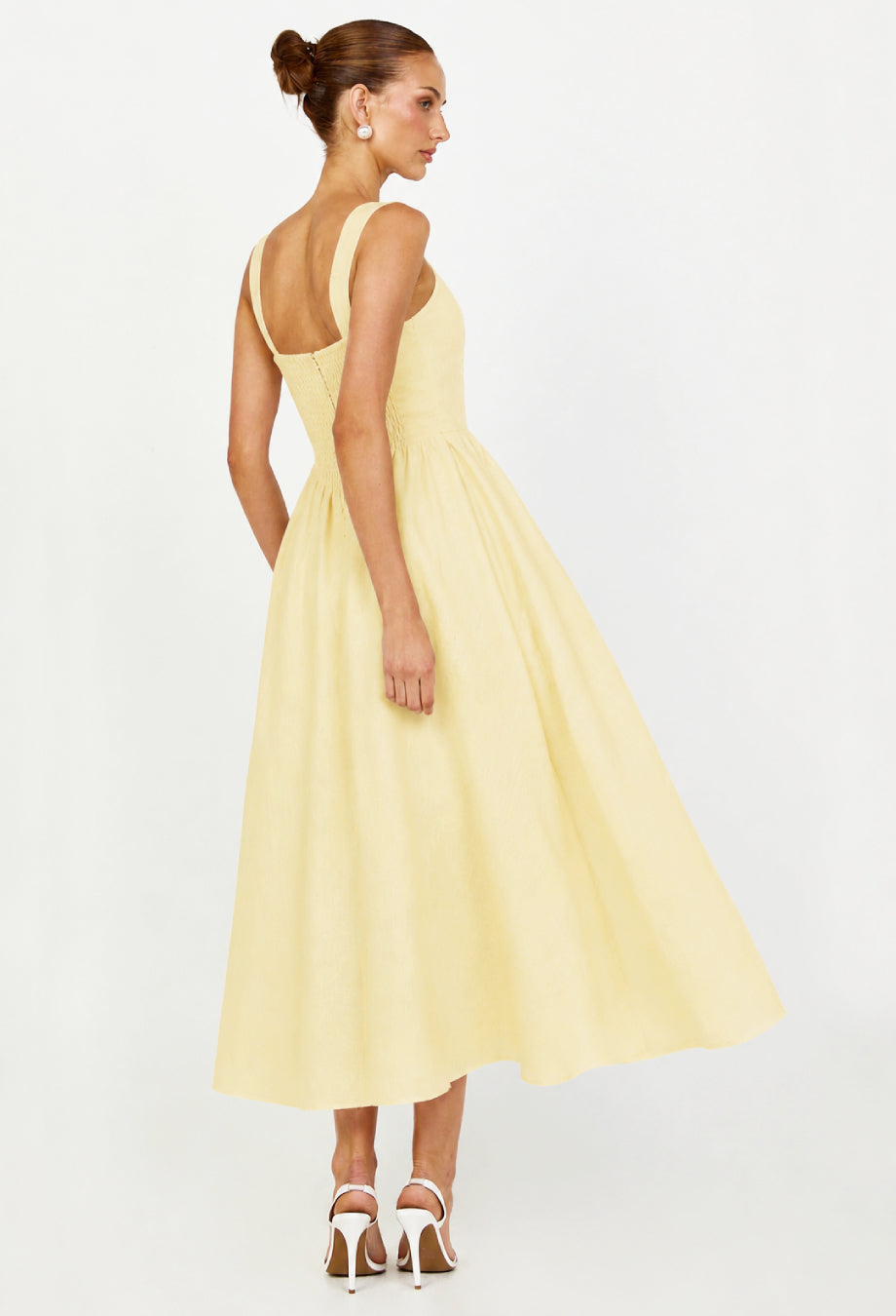 Balia Linen Midi Dress Light Yellow