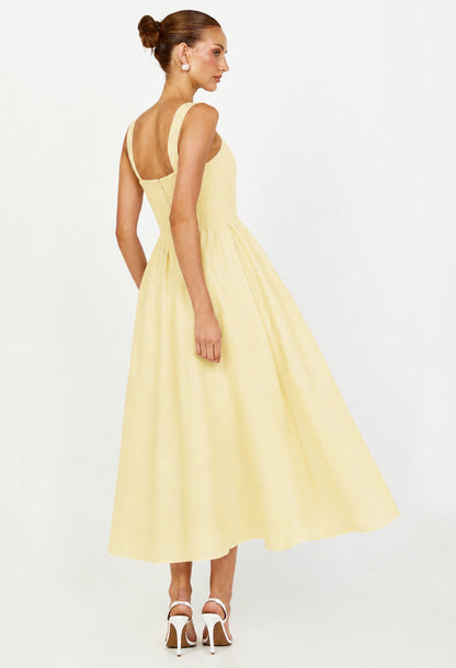Balia Linen Midi Dress Light Yellow