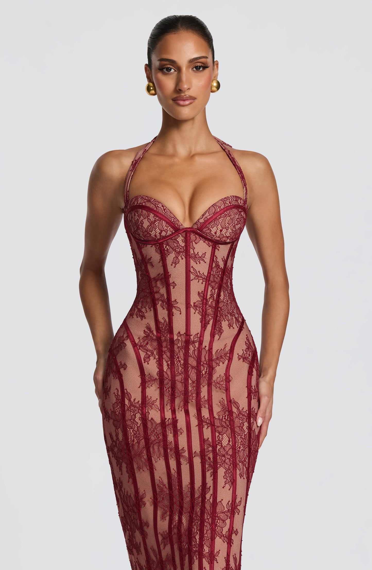 Rona Midi Dress Burgundy