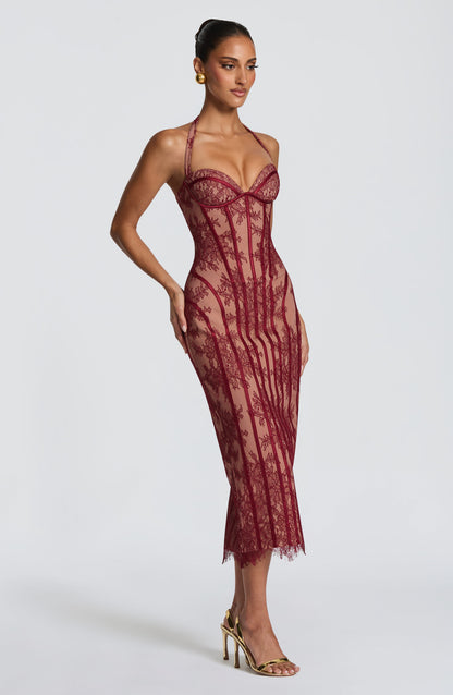 Rona Midi Dress Burgundy