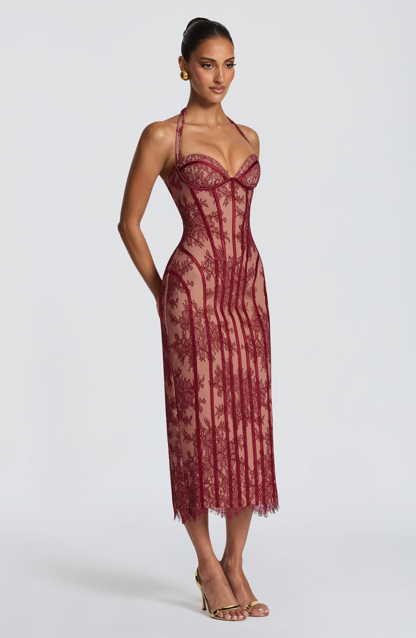 Rona Midi Dress Burgundy