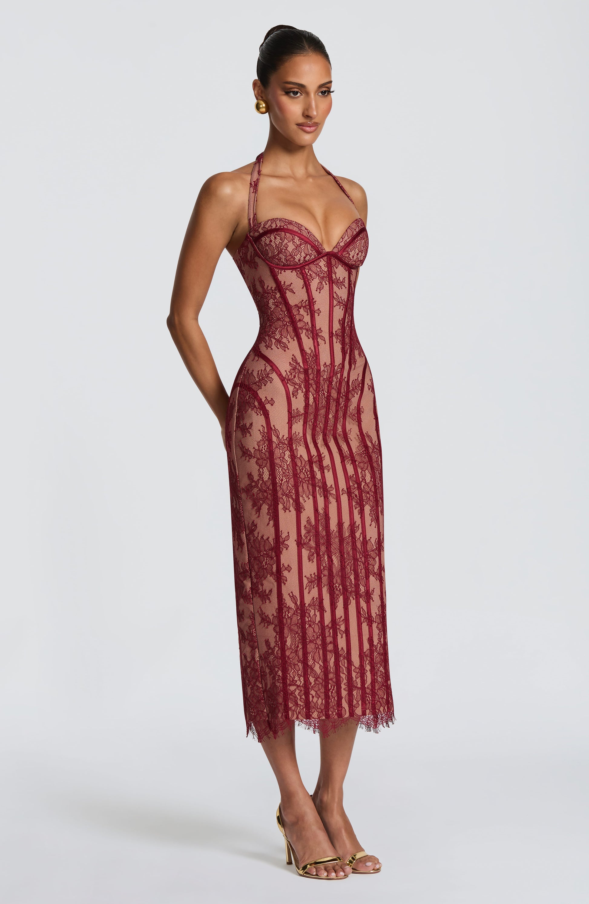 Rona Midi Dress Burgundy