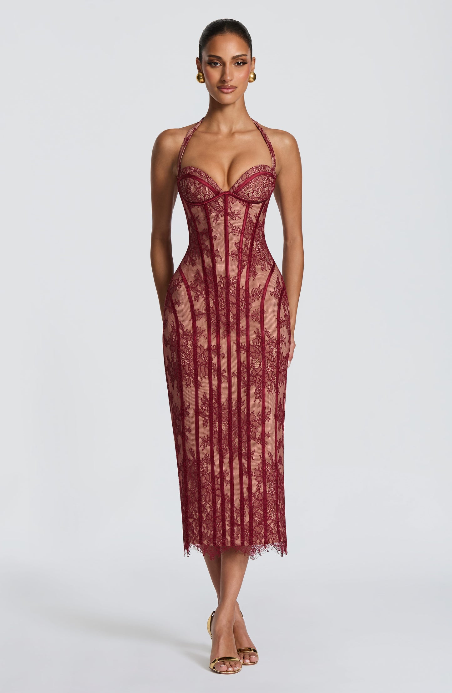Rona Midi Dress Burgundy