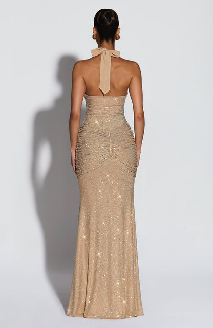 Rosetta Maxi Dress Gold Sparkle