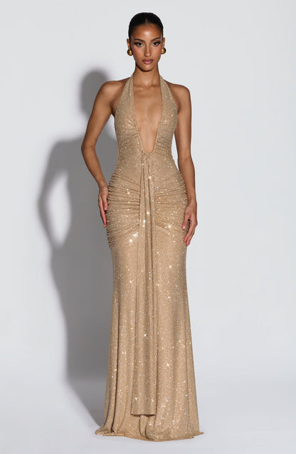 Rosetta Maxi Dress Gold Sparkle