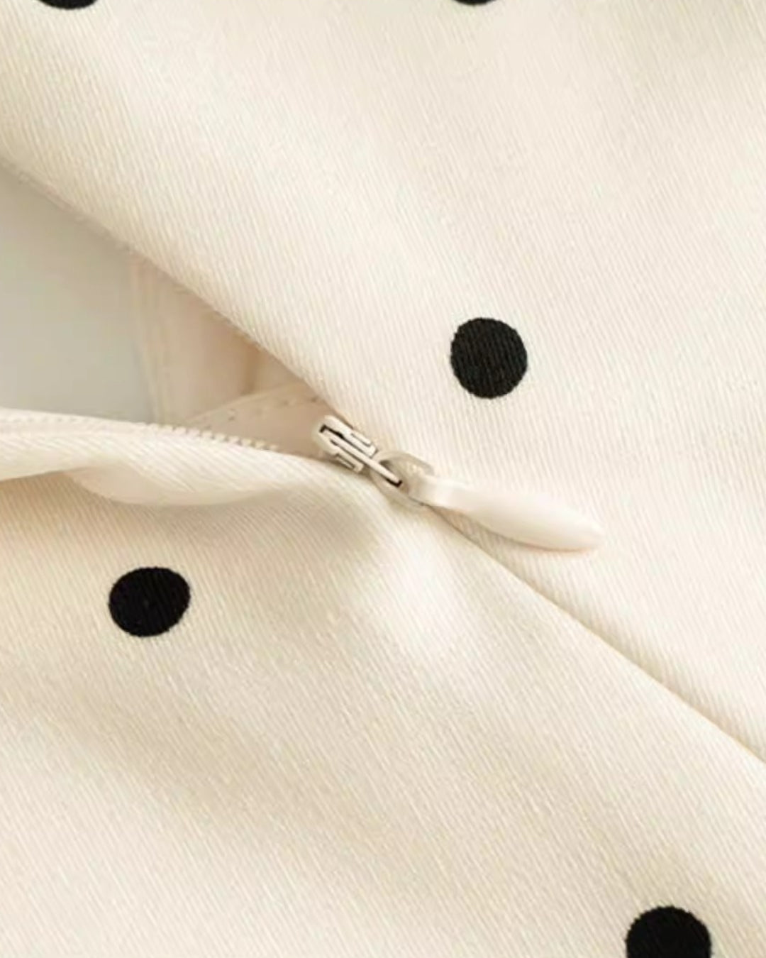Sabina Polka Dot Long-Sleeve Midi Dress Ivory