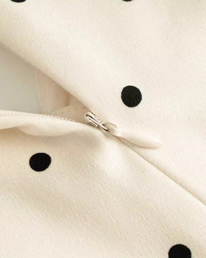 Sabina Polka Dot Long-Sleeve Midi Dress Ivory