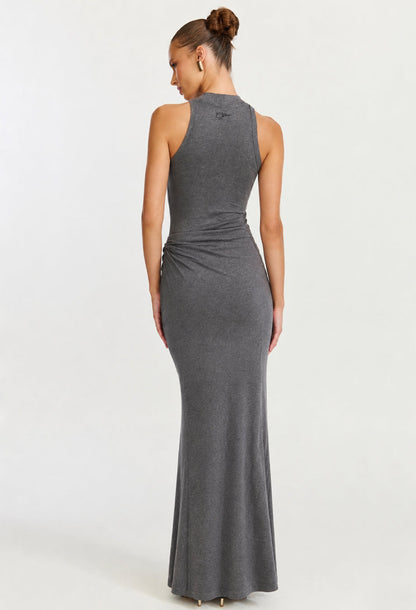Sadira Grey Stretch Maxi Dress Cocktail & Wedding Guest Dress