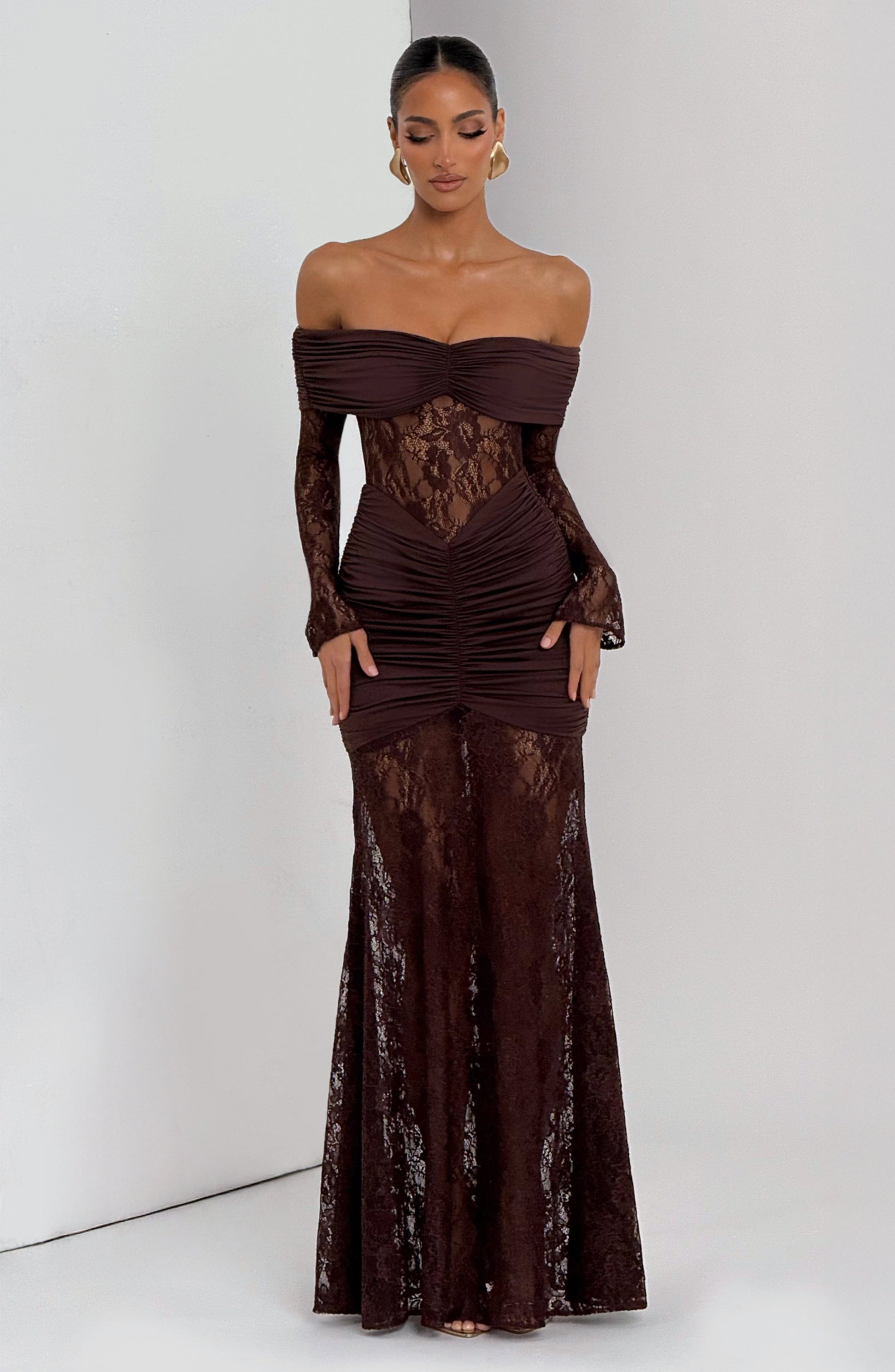 Sauline Maxi Dress Plum Brown