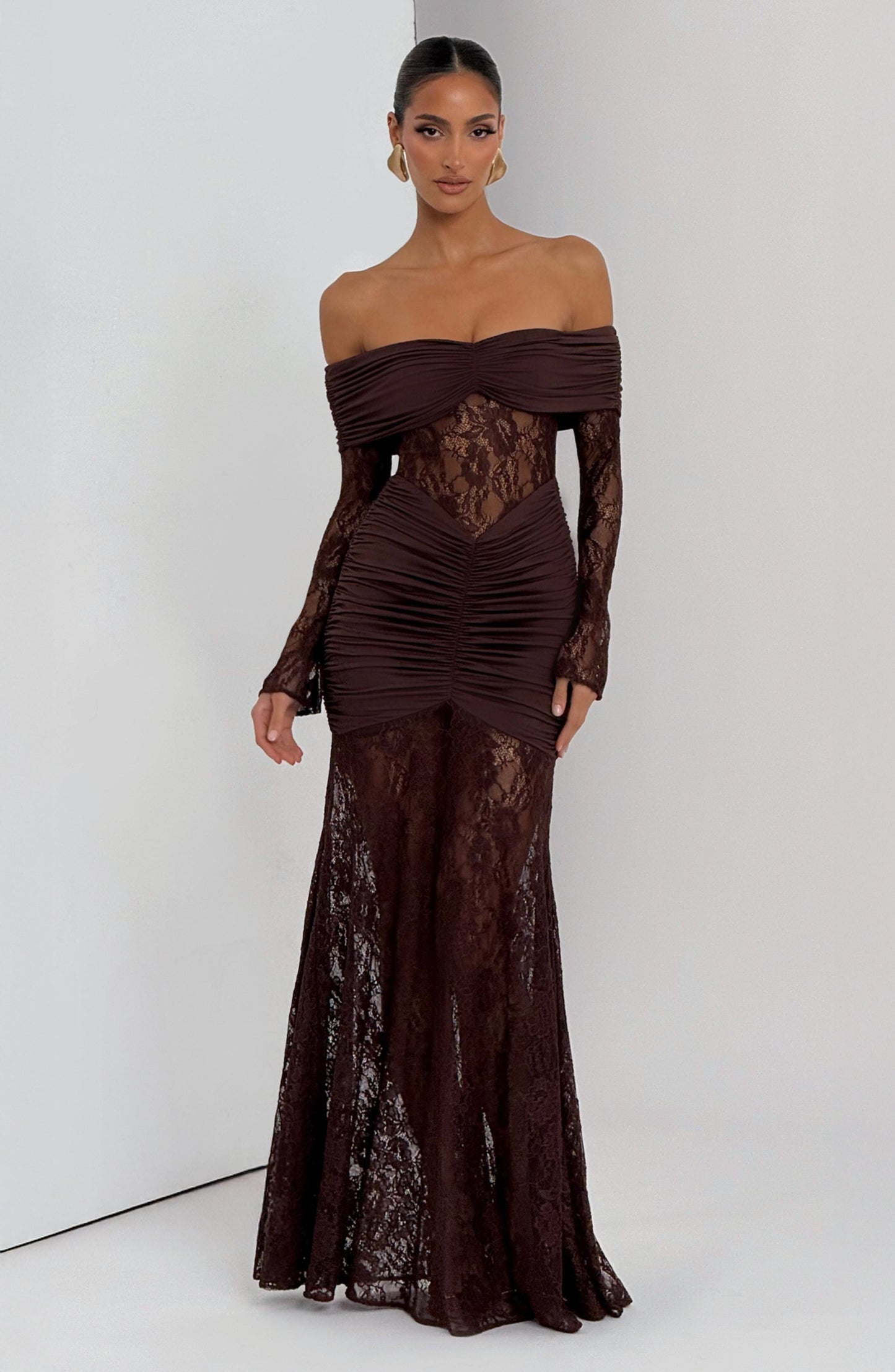 Sauline Maxi Dress Plum Brown
