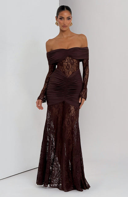Sauline Maxi Dress Plum Brown
