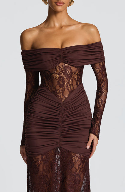 Sauline Maxi Dress Plum Brown